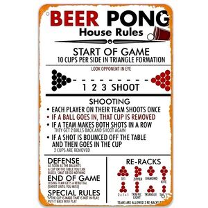 Beer Pong House Rules Metal Tin Sign Wall Decor NEW